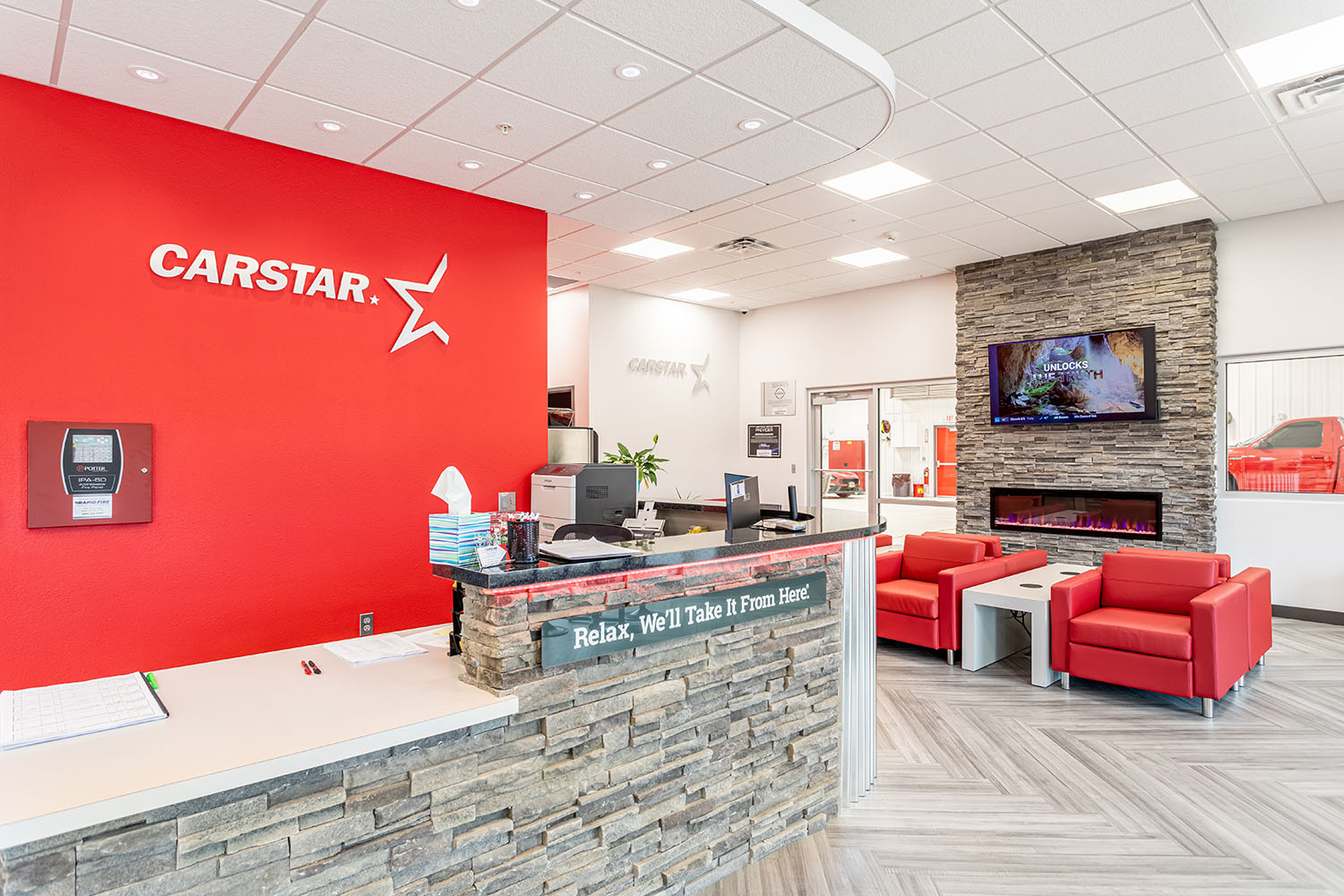 CarStar interior front desk lighting