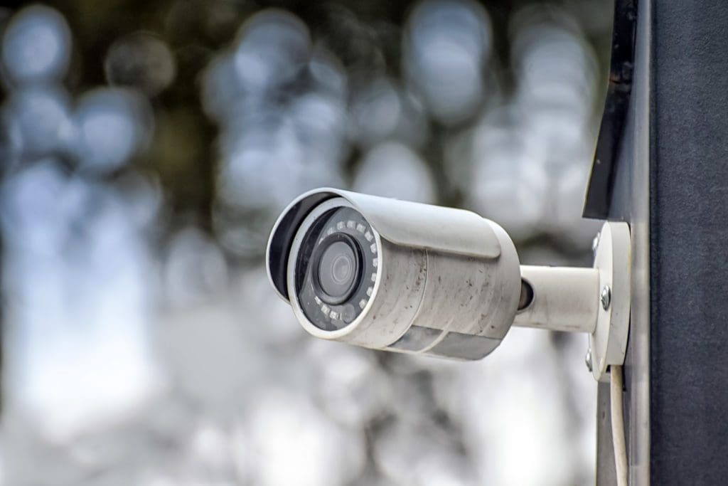 Close up of an outdoor security camera